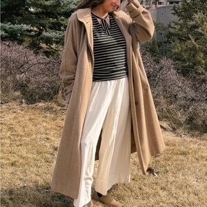 Vintage wool coat silk lining with matching belt